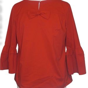 Talbots Red Flair Sleeve with Bow Blouse